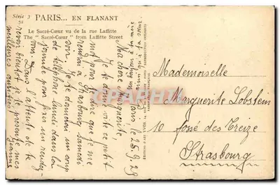 Paris — O Sacré-Cœur visto da rue Laffitte — Edição de Arte Yvon, Série 3 n°52 — Verso