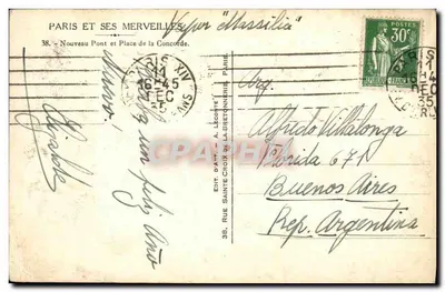 Paris e suas maravilhas — Novo Ponte e Place de la Concorde — Édit. A. Léconte — Verso