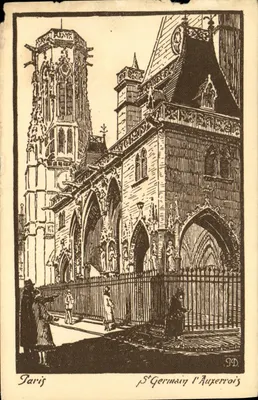 Paris — Église Saint-Germain-l'Auxerrois — gravure signée S.D.