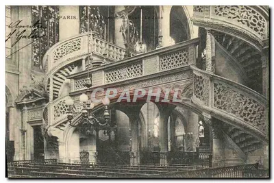 Interior da catedral de Notre-Dame de Paris — escada e tribuna — editor G. Gala