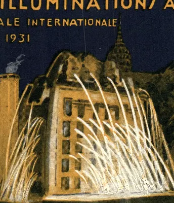 Illumination Internationale 1931 — scène nocturne d'un édifice illuminé, éditeur non visible