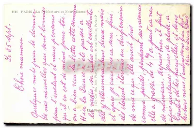 Parigi - La Prefettura e Notre-Dame — Cap, n°1111 — Verso