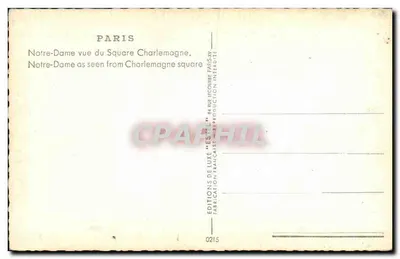 Notre-Dame de Paris — vista do Square Charlemagne — Éditions de Luxe 'Estel' — Verso