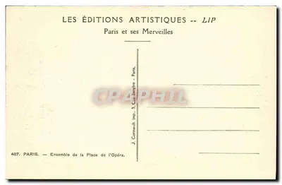 Place de l'Opéra — Paryż — Éditions Artistiques LIP — Rewers