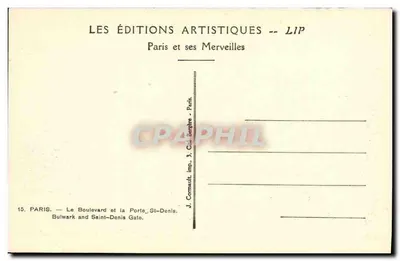 París — El Boulevard y la Puerta Saint-Denis — Éditions Artistiques LIP — Reverso