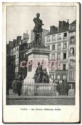 Paris — Estátua de Étienne Dolet — Maison Maçon et Rotisserie