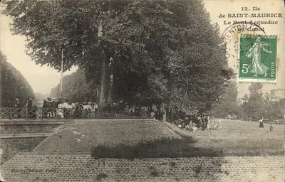 Bilhete postal antigo Saint Maurice Le pont Acqueduc do canal