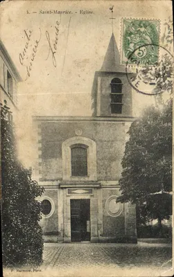 Bilhete postal antigo Saint Maurice Igreja