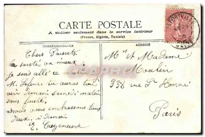 Parigi - Boulevard Sébastopol & Piazza del Châtelet — vista della colonna della piazza del Châtelet con un omnibus a cavallo — Verso
