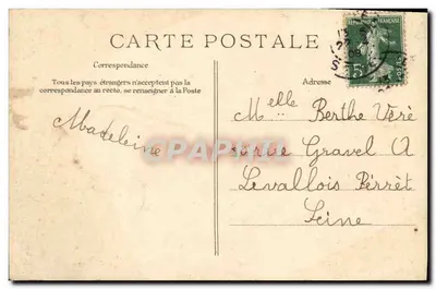 Porta della Fortuna di Parigi — Cartolina decorativa con quattro viste di Parigi su un trifoglio — editore sconosciuto — Verso