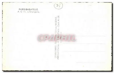 Paris-Bagatelle — A Orangerie — Edições Nozaïs — Verso