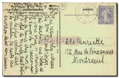 Paris - Vista sobre a Sena, Panorama, Notre-Dame e o Tribunal de Comércio — editor não identificado, número de série 82 — Verso