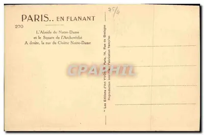 Paris — Catedral de Notre-Dame — Edições de Arte YVON — Verso
