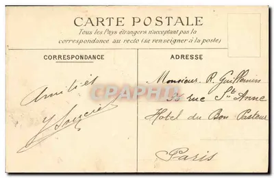 Cartolina d'epoca Saint Leu — Fontana della rue de Boissy — Verso