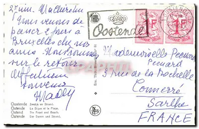 Oostende — La Digue i plaża — wydawca Thill, nr 61 — Rewers