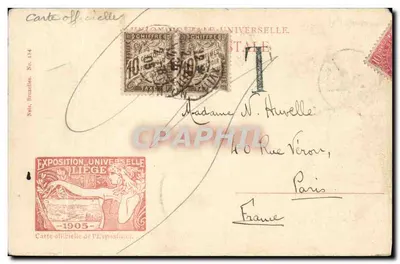 Exposition universelle de Liège 1905 — Pavillon de Monténégro — Carte officielle N° 184 — Verso