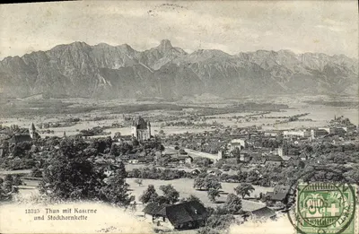Thun com a caserna e a cadeia dos Stockhorn — Photographie-Verlag Wehrli A.-G., Kilchberg-Zürich, n° 18325