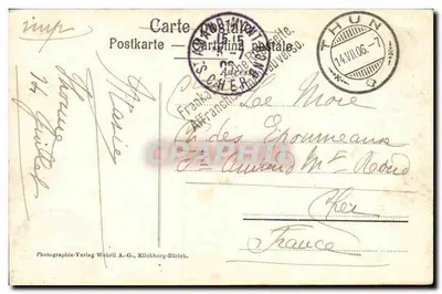 Thun com a caserna e a cadeia dos Stockhorn — Photographie-Verlag Wehrli A.-G., Kilchberg-Zürich, n° 18325 — Verso