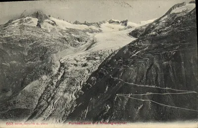 Furkastrasse with Rhone Glacier — view of the glacier — Edition Photolor Co., Zurich, no. 683