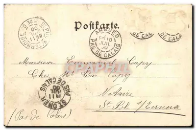 Bilhete postal antigo Estação de Herbesthal — Verso