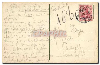 Gotha — vue panoramique avec château et collines — éditeur non visible — Verso