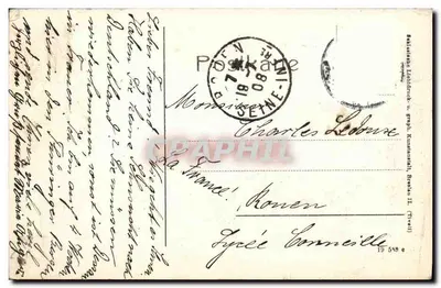 Gera — Zamek Osierselle, most Untermhäuser i kościoł — wydawca Charles Ledoux, nr 19 589 — Rewers