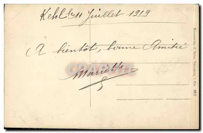 Kehl a. Rh. — Monumento aos Mortos — editor J. Reitz, Strasbourg, n° 3837 — Verso