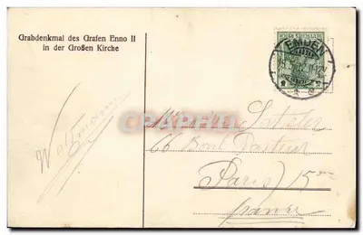Grabdenkmal des Grafen Enno II — in der Großen Kirche — wydawca nieodczytelny — Rewers