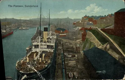 Stara pocztówka Most pontonowy Sunderland