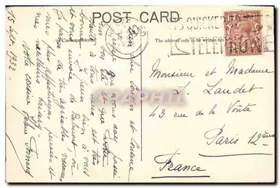 Most Wye w Hereford — widok mostu i katedry — wydawca nieznany — Rewers