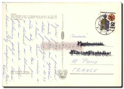 Astronomiczny zegar w Pradze — widok wieży zegarowej — wydawca Tisk Sevnoografie, Úděčín — Rewers