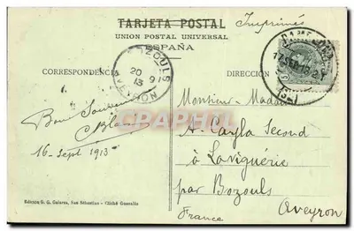 San Sebastián — Parque de Alderdieder y Playa — Édition G. G. Galarza, San Sebastián — Verso