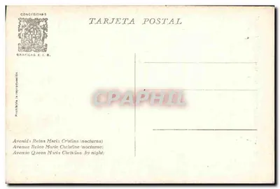 Międzynarodowa wystawa w Barcelonie 1920 — Aleja Królowej Marii Krysztyny (nocna) — Gráficas E.I.B. — Rewers