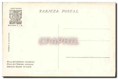 Plac Uniwersum (nocny) — Międzynarodowa Wystawa w Barcelonie 1929 — Gratt & Tilografica, n°33 — Rewers