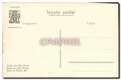 Wystawa Międzynarodowa w Barcelonie 1929 — Widok Pałacu Sztuki Tkanin — Gráficas E. I. B. — Rewers