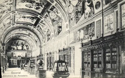 Biblioteca do Mosteiro de Escorial — vista interior — Madrid Postal, série 47