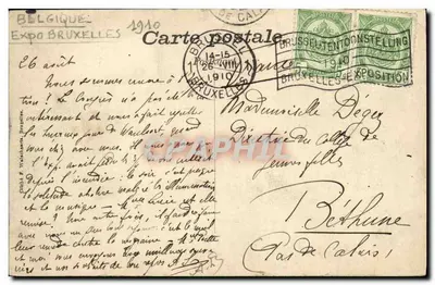 労働婦人館 — ブリュッセル万国博覧会1910年 — 出版者クルテ — 裏面
