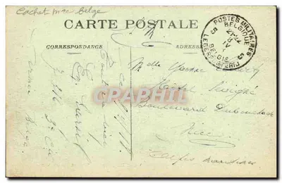 Ypres (Bélgica) — A Halle aux Drapiers — A Guerra 1914-18 — L. C. H., Visé Paris — Verso