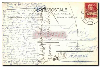 Bilhete postal antigo Vevey a igreja — Verso