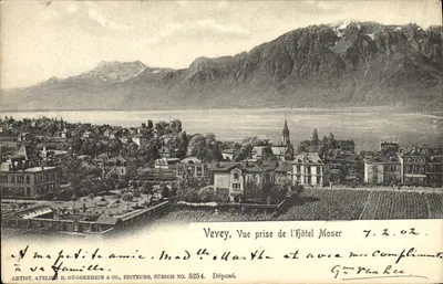 Vevey, Vista tirada do Hotel Moser — Atelier H. Guggenheim & Co., Zurique, n° 5254