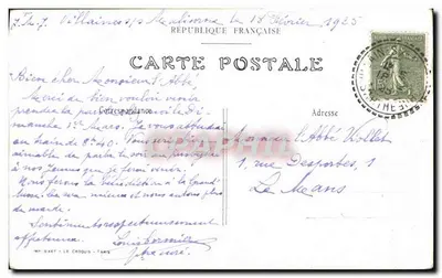 Tarjeta postal antigua Los Dos Sacrificios Limetz — Reverso