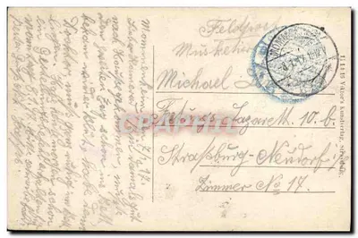 Mommenheim i. Els. — Vista de la Hauptsstrasse, Kaiserl. Postamt, Iglesia, Ayuntamiento, Casa Parroquial, Escuela Masculina — editor no identificado — Reverso