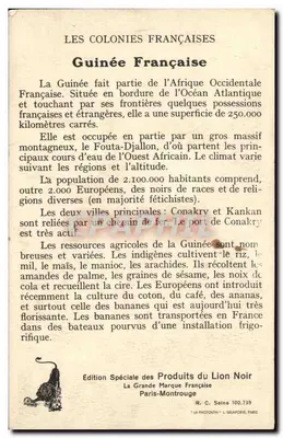 Gwinea — Kolonie Francuskie — Wydanie Specjalne Produktów Czarnego Lwa — Rewers
