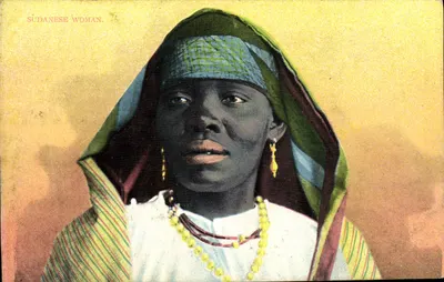 Mulher sudanesa — retrato colorido — The Cairo Postcard Trust, n° 435