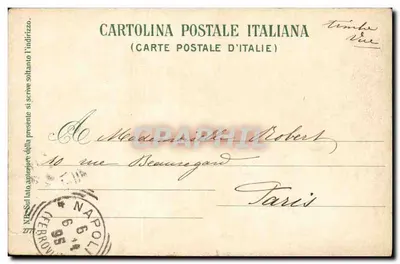 Piazza Plebiscito i zamek S. Elmo — Neapol — Wydawca E. Ragozino, nr 6 — Rewers