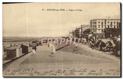 Knocke-sur-Mer — Dique e Praia — Henri Georges, editor Bruxelas.