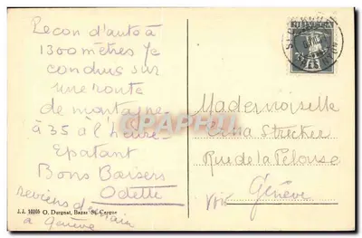 Na trasie do La Dole — górski krajobraz z lasem — wydawca J.J. 10305 O. Durgnat, Bazar St Cergue — Rewers