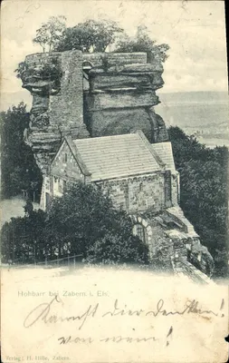 Hohbarr bei Zabern i. Els — ruine sur falaise avec maison en pierre — Verlag: H. Hille, Zabern