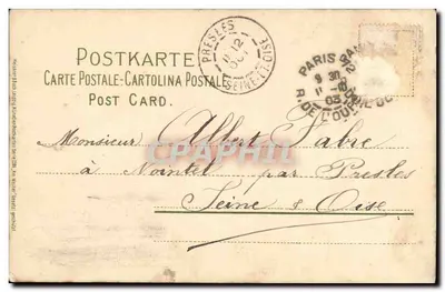 Zamek w Moudrières — widok malowniczy z łabędziami — wydawca nieznany — Rewers