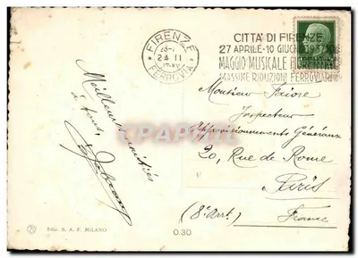 Firenze - Stazione Ferroviaria S.M.V. — éditeur Ediz. S.A.F. Milano — Rewers